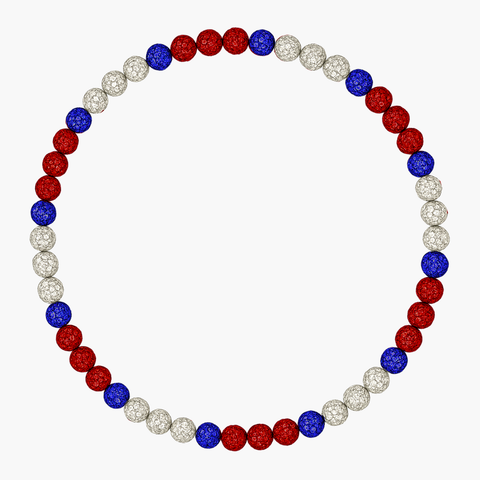 Swing Bling Baseball Necklace Patriot Blue, Red, White