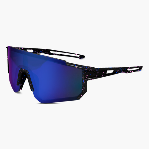 Speckled Sunglasses Stealth Black Speckle w/Purple + Blue Lens