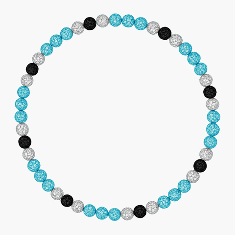 Swing Bling Baseball Necklace Turquoise, Black, White
