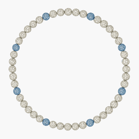 Swing Bling Baseball Necklace Diamond Sky Blue, White