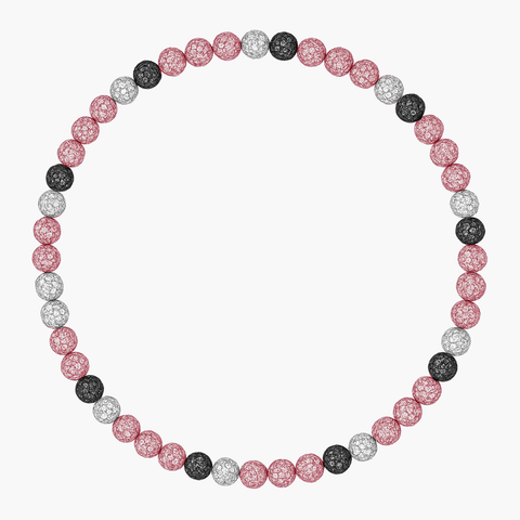 Swing Bling Baseball Necklace Sunset Pink, Black, White